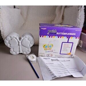 New Fun Craft Paint Your Own Porcelian Butterfly Bank